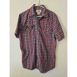Mesa Western Plaid Short Sleeve Shirt Menswear Cowboy Ranch XLT‎ Pearl Snap
